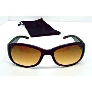 Nine West Womens Oval Sunglasses Brown Tortoise Frame Gradient Lenses No Case